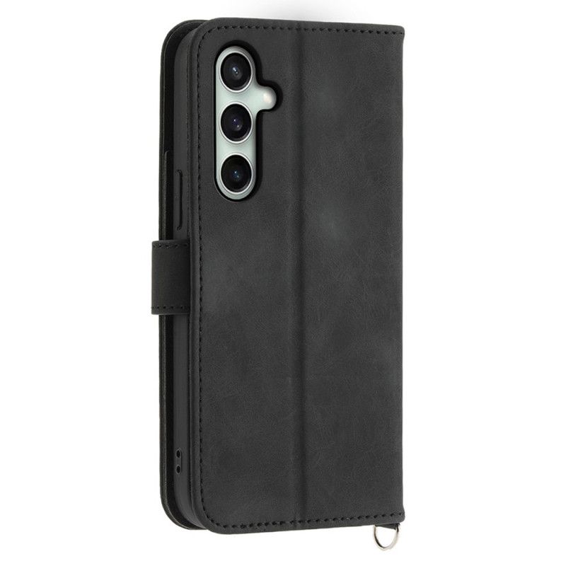 Etui Folio Samsung Galaxy S25 Fe Koronkowy Nadruk Z Paskiem I Paskiem Na Ramię