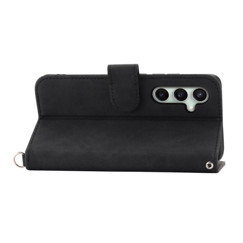 Etui Folio Samsung Galaxy S25 Fe Koronkowy Nadruk Z Paskiem I Paskiem Na Ramię