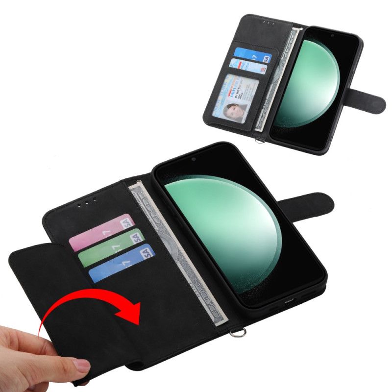 Etui Folio Samsung Galaxy S25 Fe Koronkowy Nadruk Z Paskiem I Paskiem Na Ramię