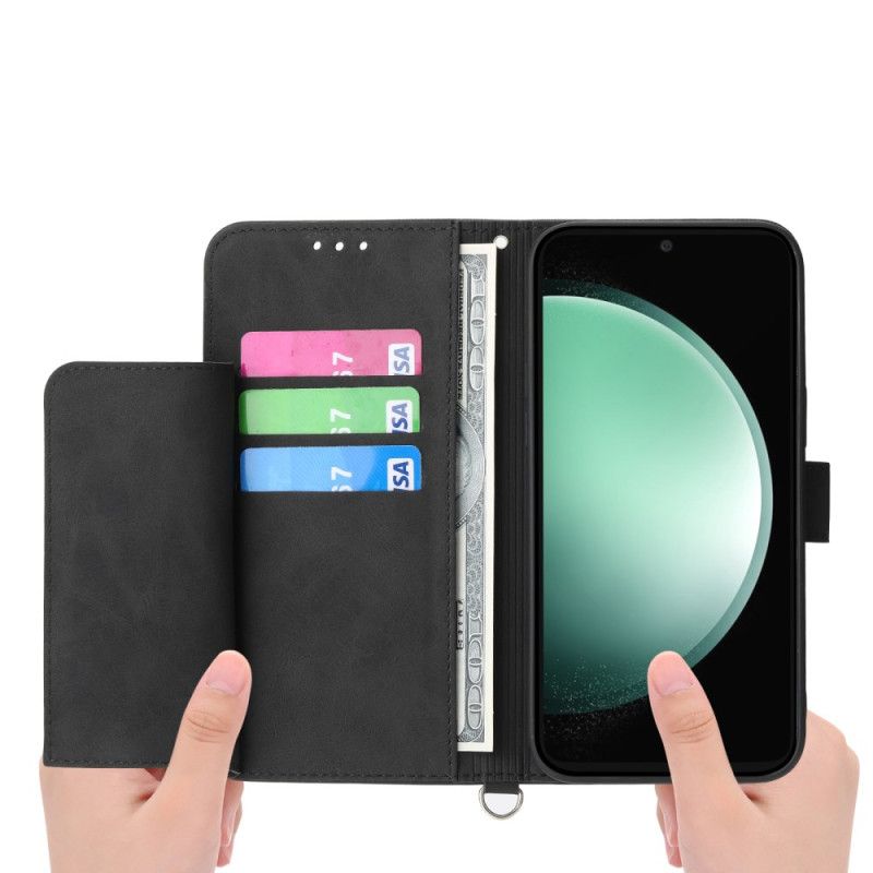 Etui Folio Samsung Galaxy S25 Fe Koronkowy Nadruk Z Paskiem I Paskiem Na Ramię