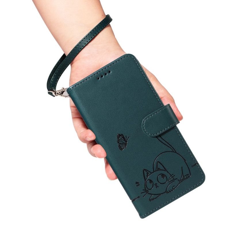 Etui Folio Samsung Galaxy S25 Fe Nadruk Z Kotem Na Pasku