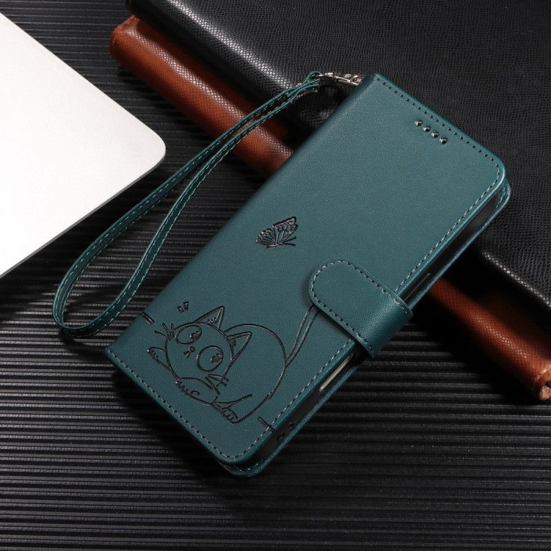 Etui Folio Samsung Galaxy S25 Fe Nadruk Z Kotem Na Pasku