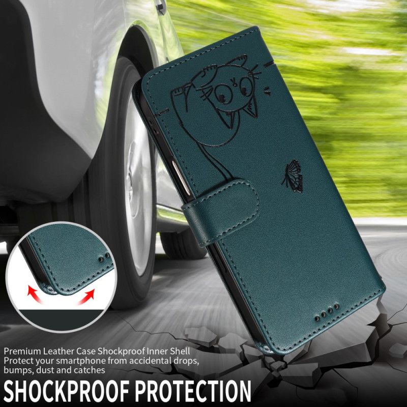 Etui Folio Samsung Galaxy S25 Fe Nadruk Z Kotem Na Pasku