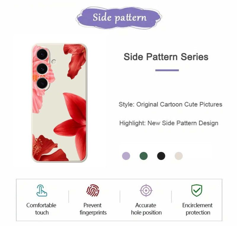 Etui Samsung Galaxy S25 Fe CZerwone Kwiaty Silikon