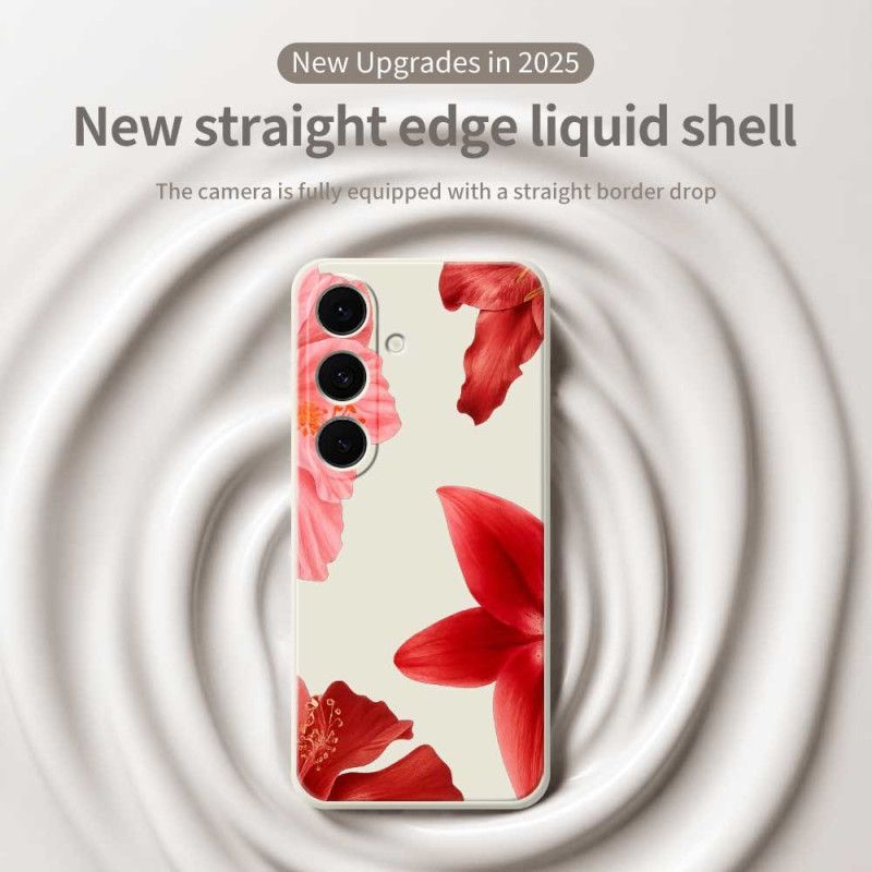 Etui Samsung Galaxy S25 Fe CZerwone Kwiaty Silikon