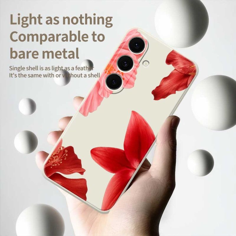 Etui Samsung Galaxy S25 Fe CZerwone Kwiaty Silikon