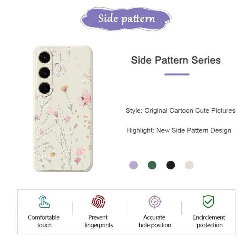 Etui Samsung Galaxy S25 Fe Kolorowe Silikonowe Kwiaty Etui Ochronne