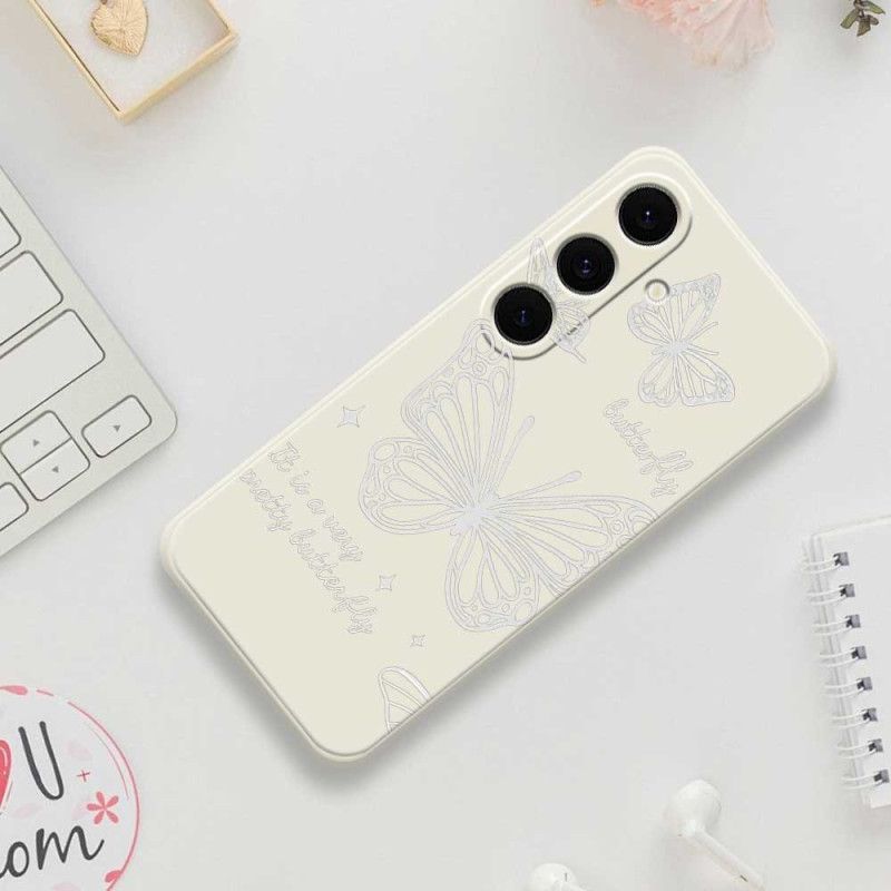 Etui Samsung Galaxy S25 Fe Silikon Biały Motyl Etui Ochronne