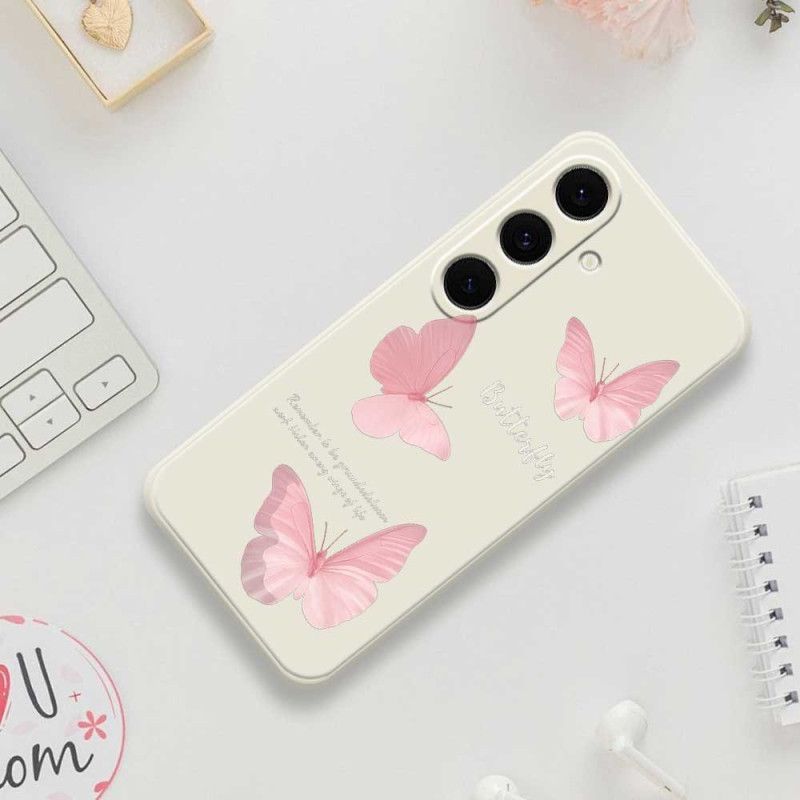 Etui Samsung Galaxy S25 Fe Silikon Różowy Motyl Etui Ochronne