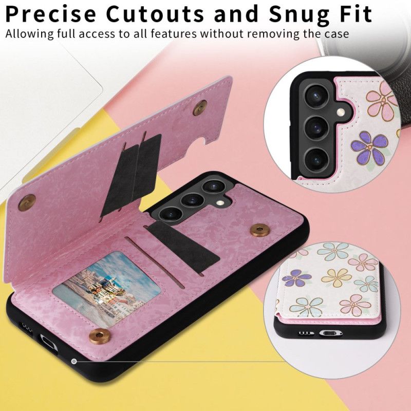 Etui Samsung Galaxy S25 Fe Uchwyt Na Karty Z Motywem Kwiatowym Etui Ochronne