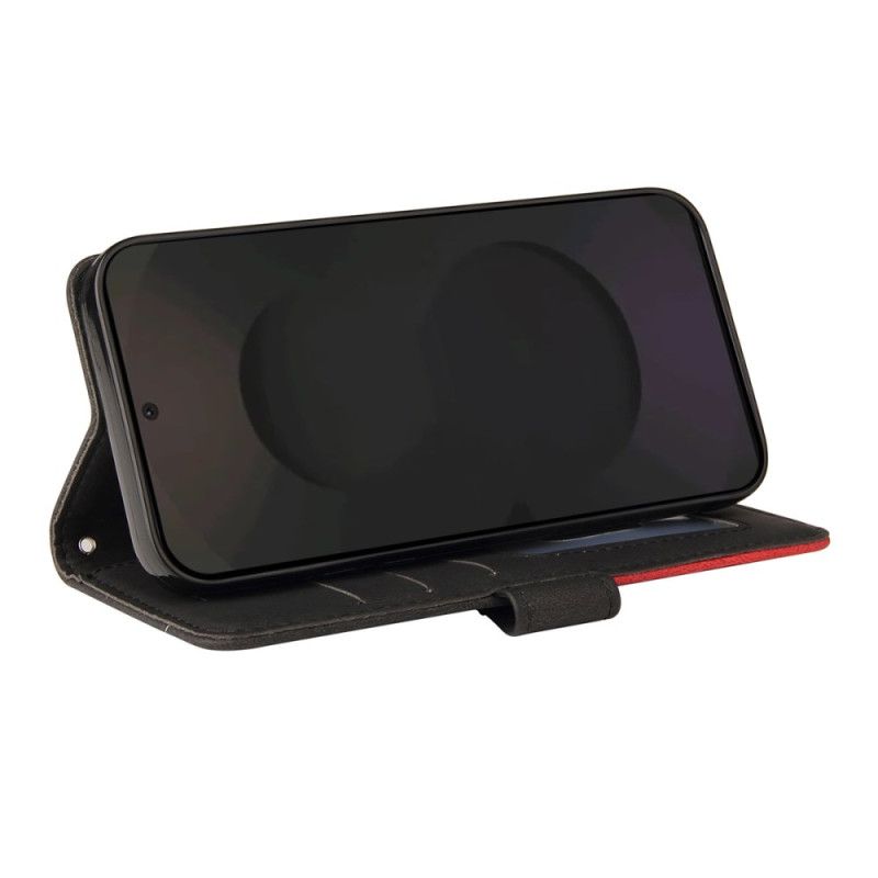 Skórzany Futerał Samsung Galaxy S25 Fe Etui Na Telefon Dwukolorowy Falowanie