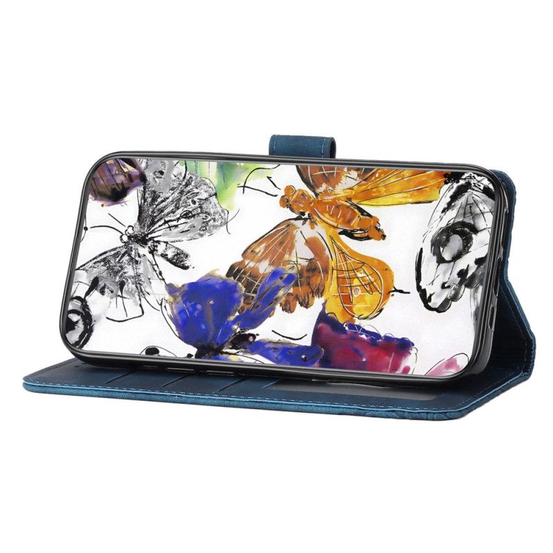 Skórzany Futerał Samsung Galaxy S25 Fe Etui Na Telefon Efekt Zamszu Motylkowego