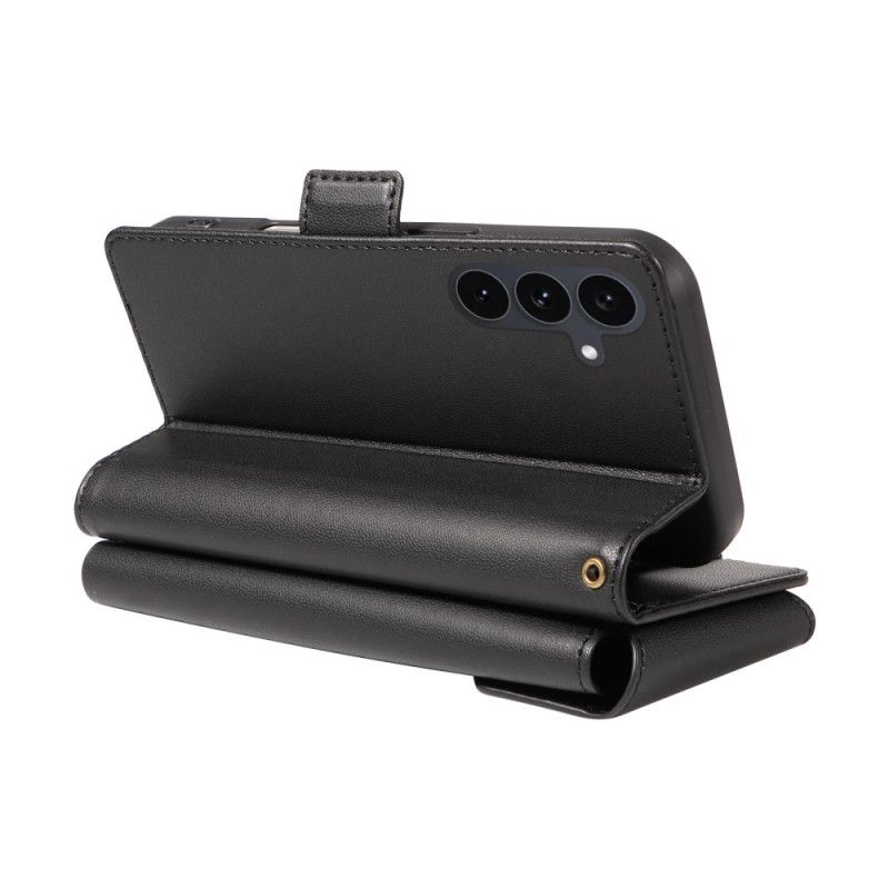 Skórzany Futerał Samsung Galaxy S25 Fe Etui Na Telefon Etui Na Karty I Pasek Na Nadgarstek