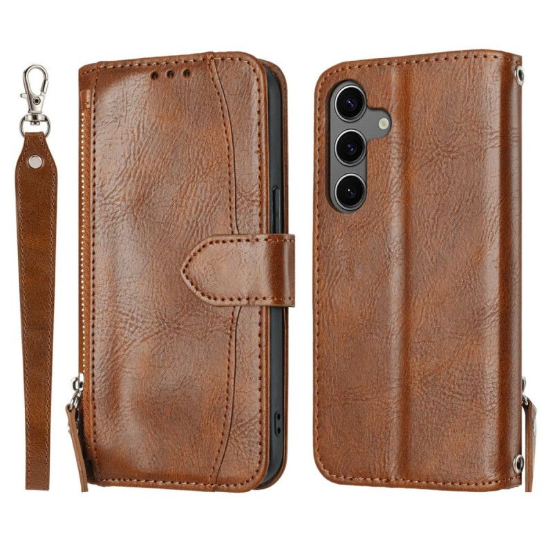 Skórzany Futerał Samsung Galaxy S25 Fe Etui Na Telefon Portfel W Stylu Vintage
