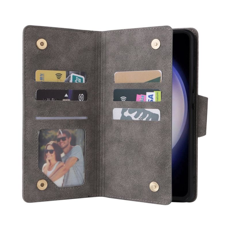 Skórzany Futerał Samsung Galaxy S25 Fe Etui Na Telefon Portfel Z Zamkiem Błyskawicznym