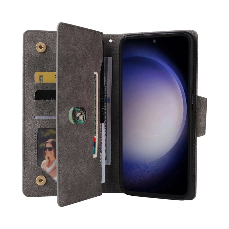 Skórzany Futerał Samsung Galaxy S25 Fe Etui Na Telefon Portfel Z Zamkiem Błyskawicznym