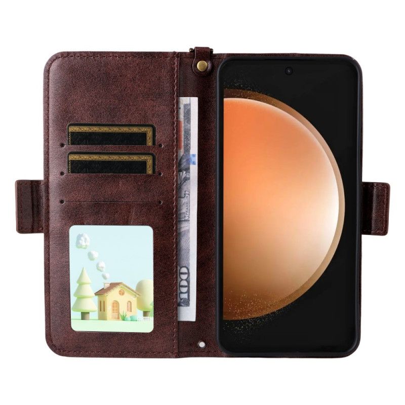 Skórzany Futerał Samsung Galaxy S25 Fe Etui Na Telefon Wielofunkcyjny Portfel