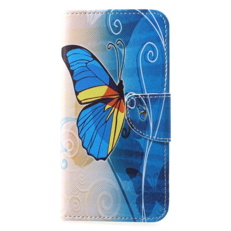 Etui Folio Huawei P20 Pro Fioletowy Jasnoniebieski Motyle Etui Ochronne