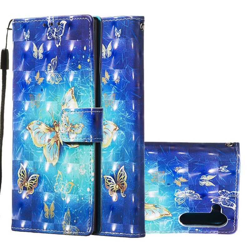 Etui Folio Samsung Galaxy Note 10 Złote Motyle Etui Ochronne