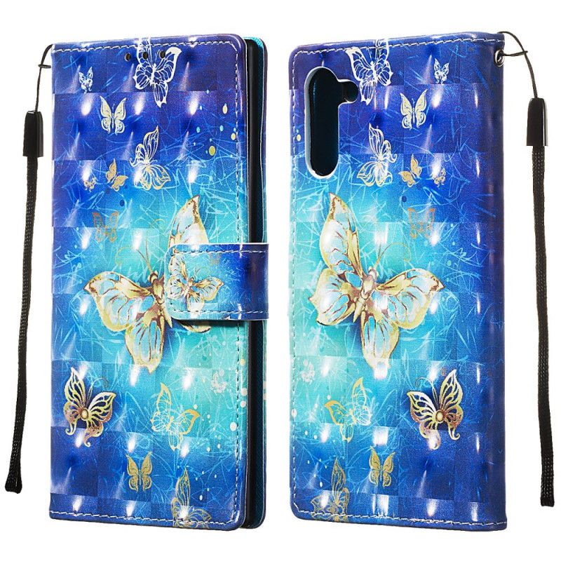 Etui Folio Samsung Galaxy Note 10 Złote Motyle Etui Ochronne