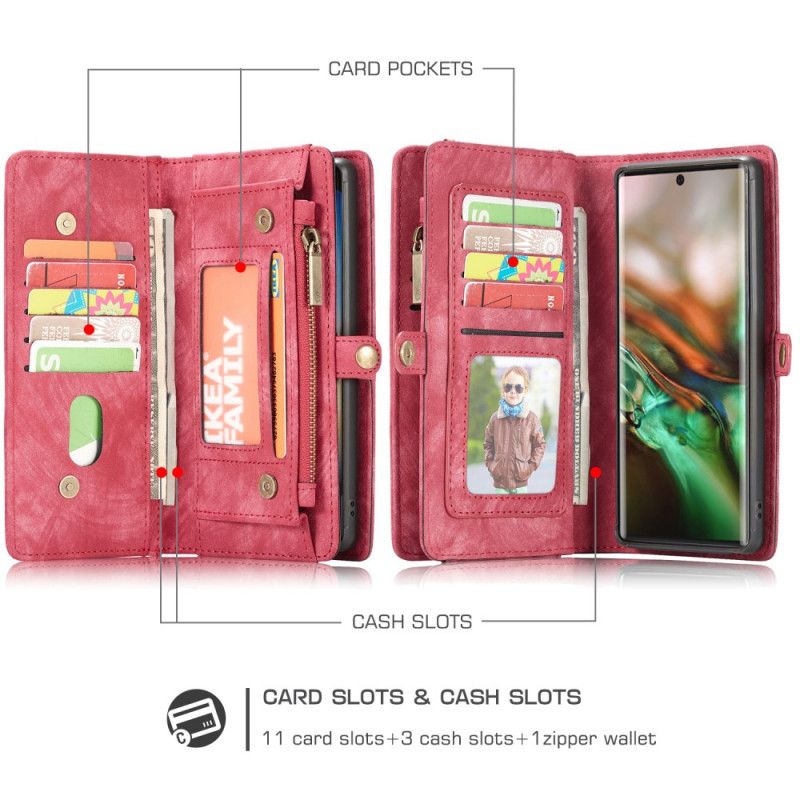 Flip Kotelot Samsung Galaxy Note 10 Czerwony Czarny Etui na Telefon Etui Z Portfelem I Etui