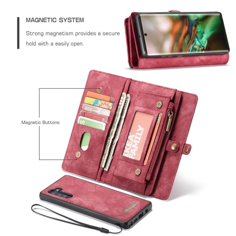 Flip Kotelot Samsung Galaxy Note 10 Czerwony Czarny Etui na Telefon Etui Z Portfelem I Etui