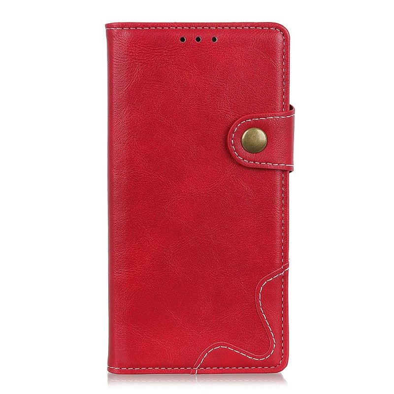 Skórzany Futerał Samsung Galaxy Note 10 Czerwony Czarny Etui na Telefon Artystyczny Guzik I Szwy