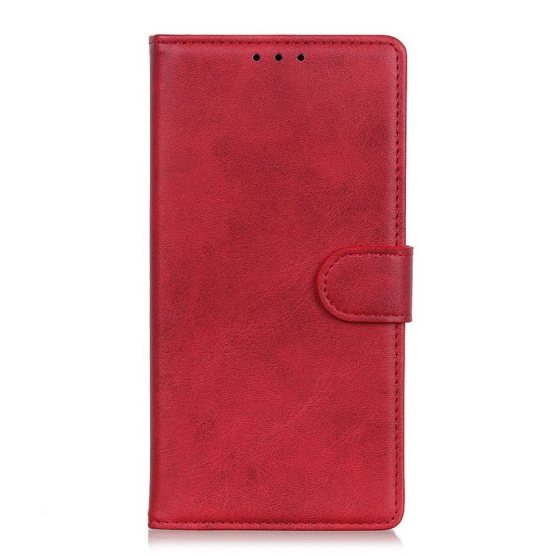 Skórzany Futerał Samsung Galaxy Note 10 Czerwony Czarny Etui na Telefon Efekt Skóry Matowej Retro
