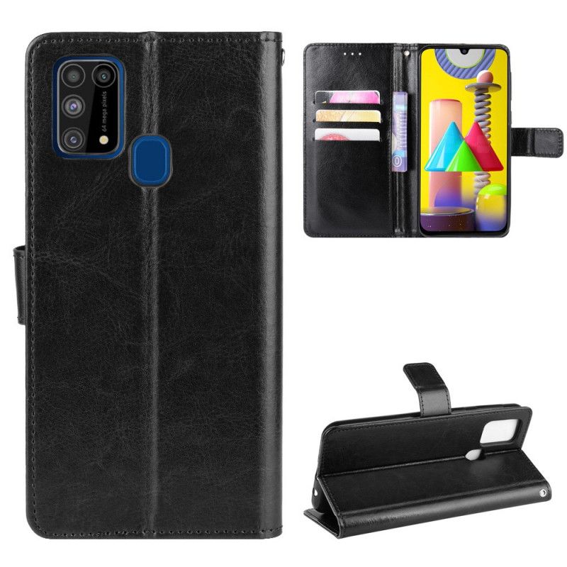 Etui Folio Samsung Galaxy M31 Czerwony Czarny Efektowna Sztuczna Skóra Etui Ochronne