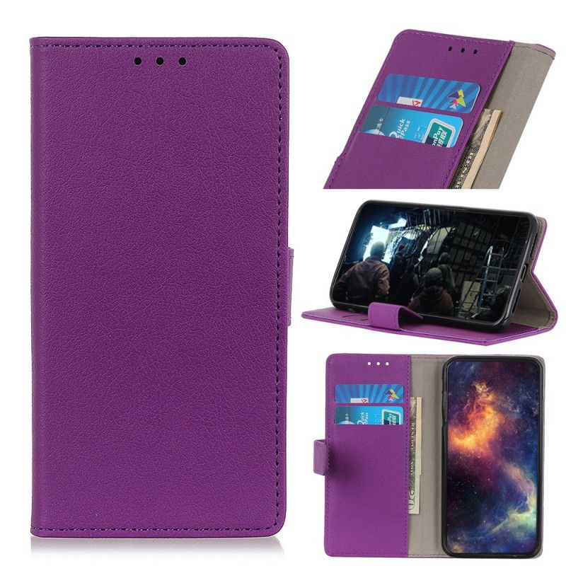 Etui Folio Samsung Galaxy M31 Fioletowy Czarny Prosty Efekt Błyszczącej Skóry Etui Ochronne