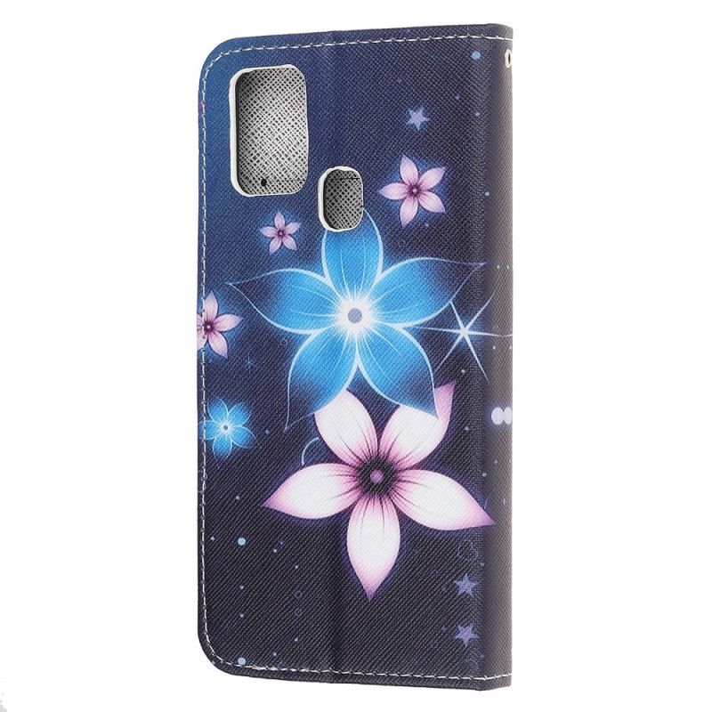 Etui Folio Samsung Galaxy M31 Księżycowe Kwiaty Ze Stringami Etui Ochronne