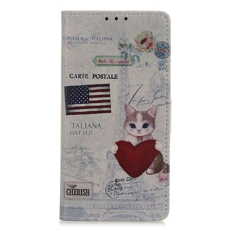 Etui Folio Samsung Galaxy M31 Podróżujący Kot Etui Ochronne