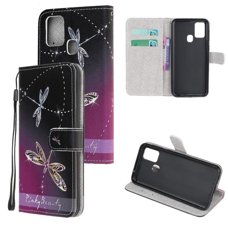 Etui Folio Samsung Galaxy M31 Ważki Ze Stringami Etui Ochronne