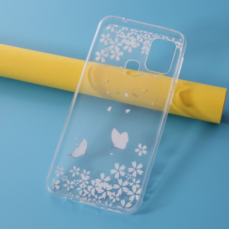 Etui Samsung Galaxy M31 Przezroczyste Motyle I Kwiaty Etui Ochronne