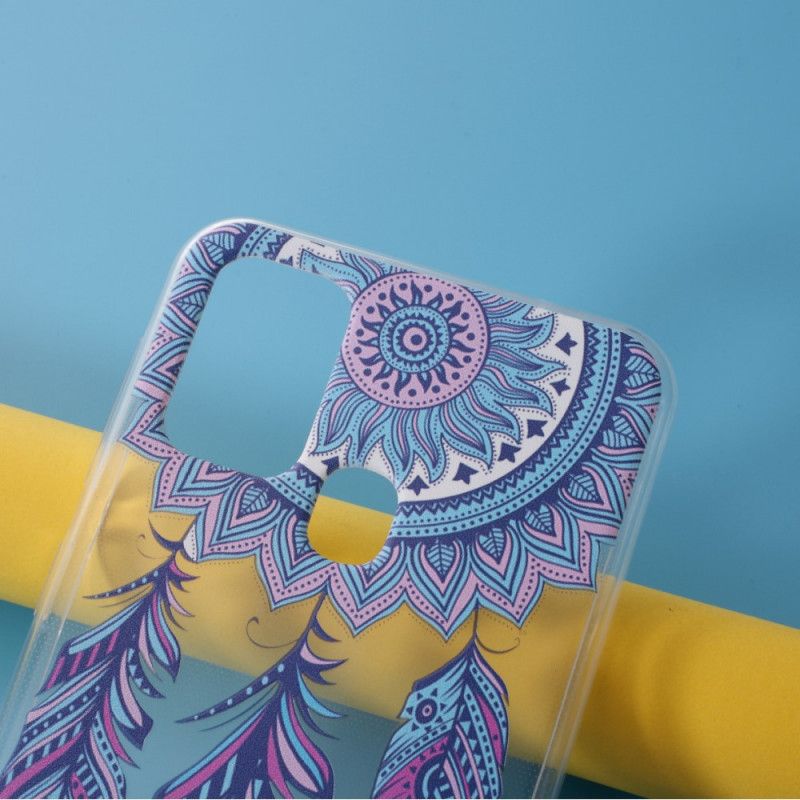 Etui Samsung Galaxy M31 Przezroczysty Łapacz Marzy O Niebieskich Piórach Etui Ochronne