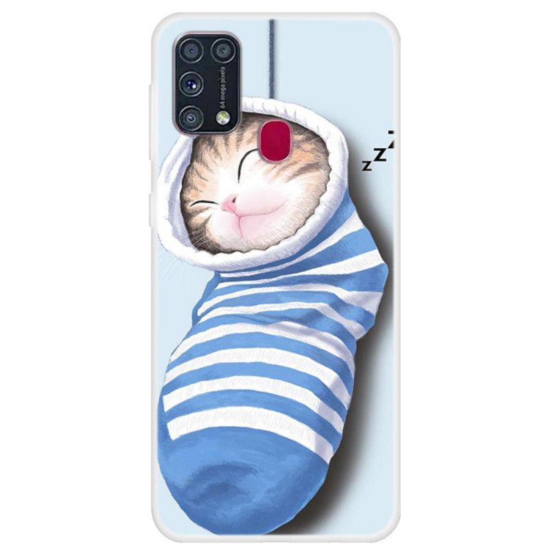 Etui Samsung Galaxy M31 Śpiący Kotek Etui Ochronne