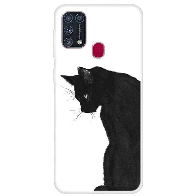 Etui Samsung Galaxy M31 Zamyślony Czarny Kot