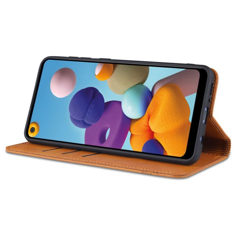 Flip Kotelot Samsung Galaxy M31 Czerwony Czarny Etui na Telefon Azns Skórzany Styl