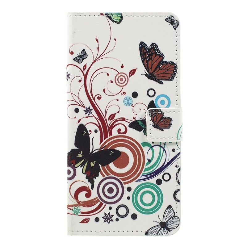 Etui Folio Samsung Galaxy A7 Biały Zaprojektuj Motyle I Kwiaty Etui Ochronne