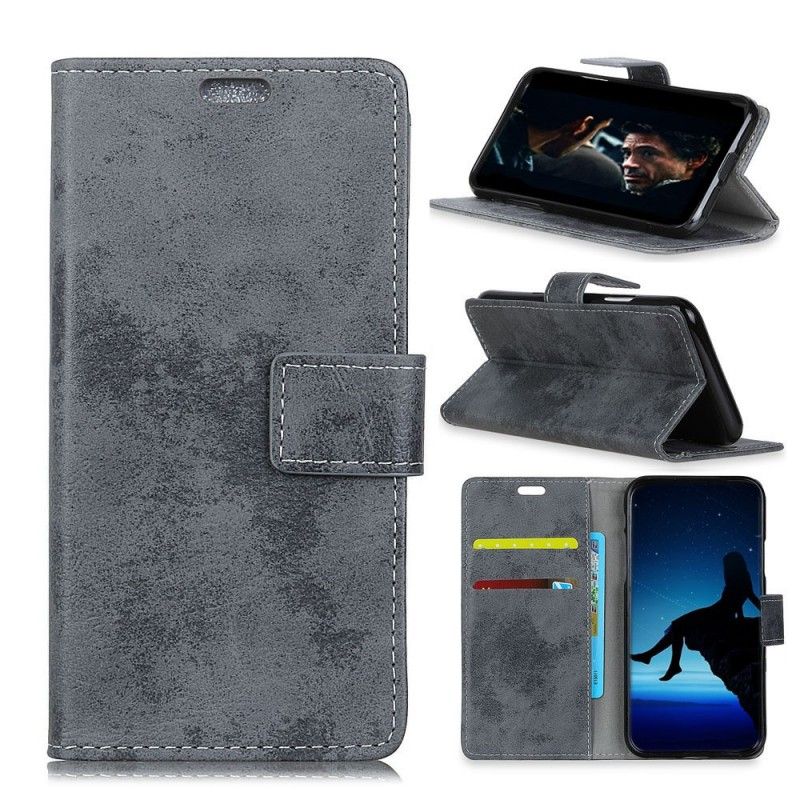 Etui Folio Samsung Galaxy A7 Granatowy Szary Efekt Skóry W Stylu Vintage