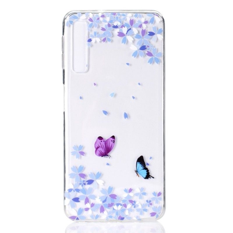 Futerały Samsung Galaxy A7 Etui na Telefon Przezroczyste Motyle I Kwiaty