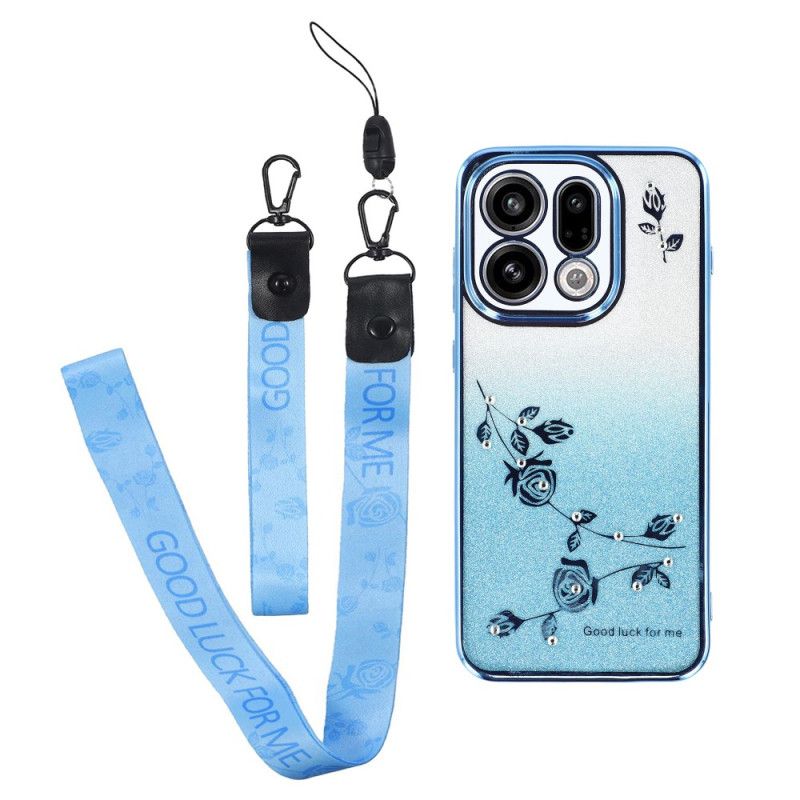 Etui Do Oppo Find X9 5g Paski Z Kwiatami I Kryształkami Kadem