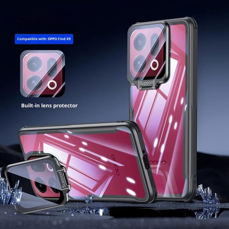 Etui Oppo Find X9 5g Przezroczyste Z Wbudowaną Podstawką I Ochroną Aparatu