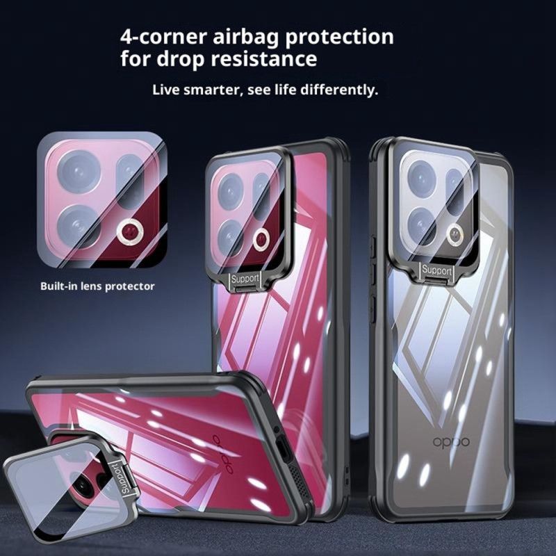 Etui Oppo Find X9 5g Przezroczyste Z Wbudowaną Podstawką I Ochroną Aparatu
