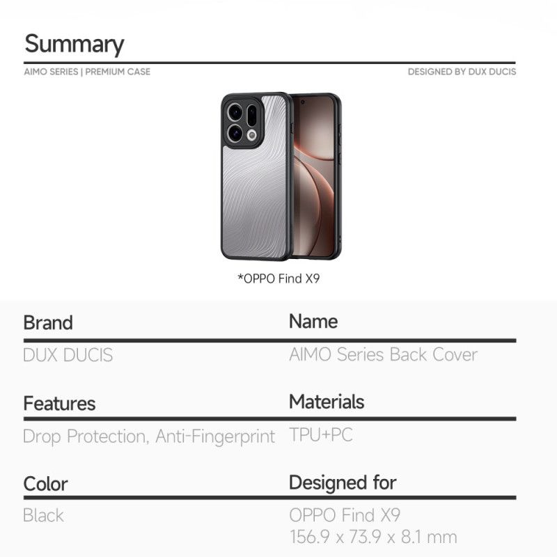 Futerały Oppo Find X9 5g Etui Na Telefon Seria Aimo Dux Ducis