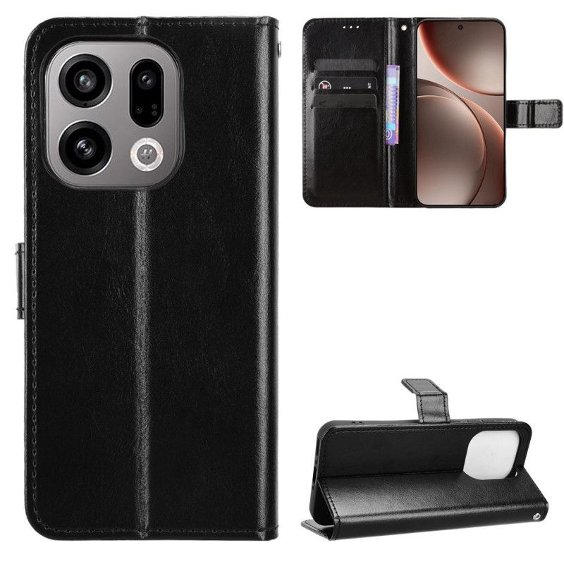 Skórzany Futerał Oppo Find X9 5g Etui Na Telefon Błyszcząca Sztuczna Skóra