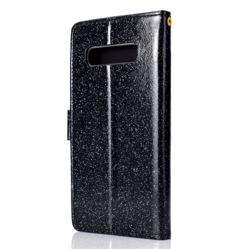 Etui Folio Samsung Galaxy S10 Biały Czarny Cekiny I Diamenty