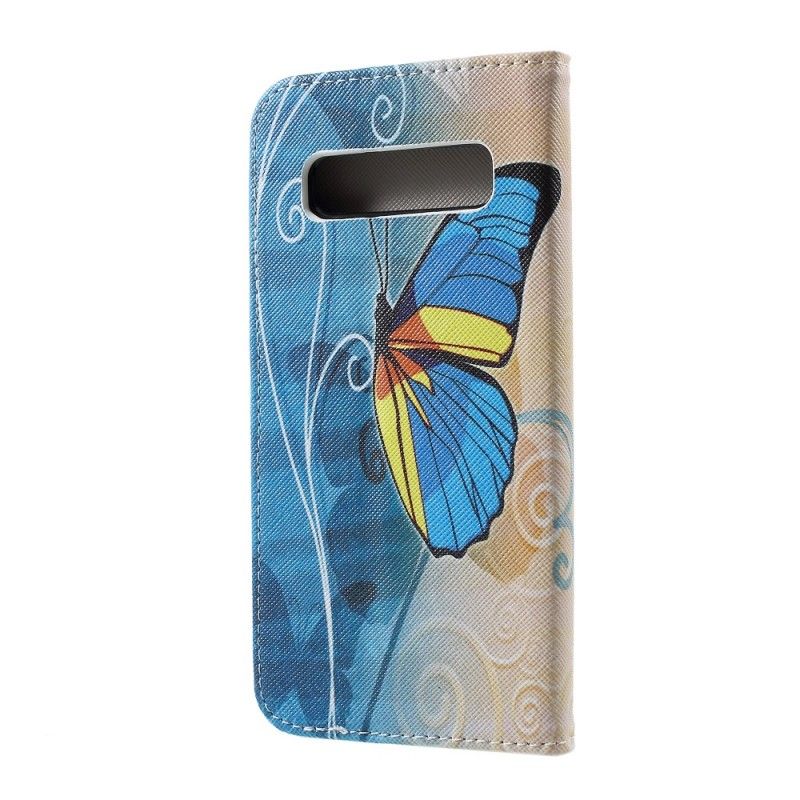 Etui Folio Samsung Galaxy S10 Jasnoniebieski Motyle I Kwiaty