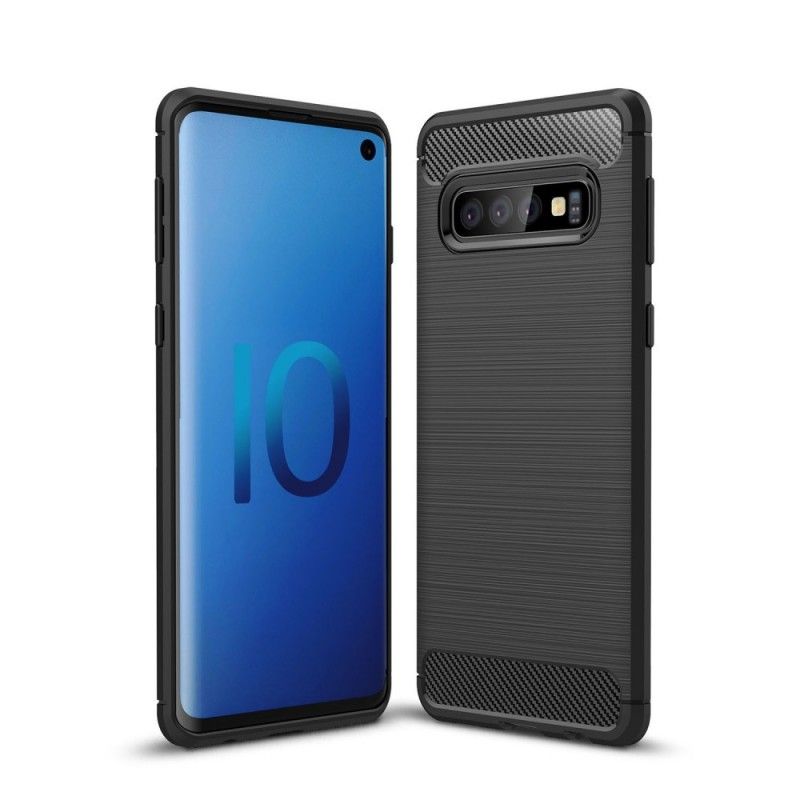 Etui Samsung Galaxy S10 Czerwony Czarny Szczotkowane Włókno Węglowe