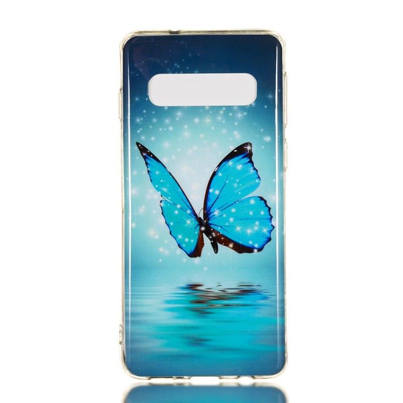 Etui Samsung Galaxy S10 Fluorescencyjny Niebieski Motyl Etui Ochronne